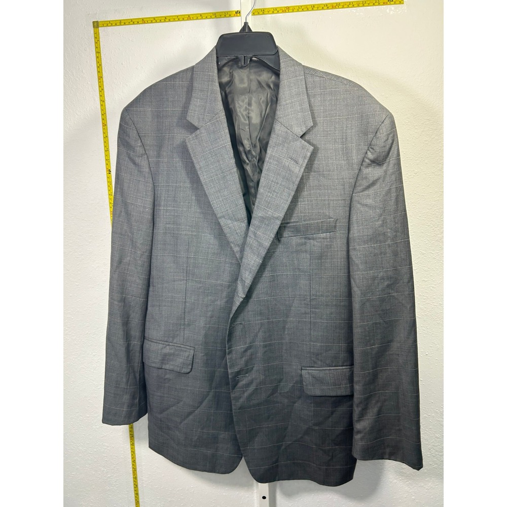 Jos A Bank Mens Grey Windowpane‎ Check Two Button Blazer Sport Coat Jacket